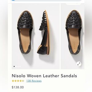 Nisolo Women's Huarache Sandals - Black Peruvian Leather Size 9